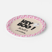 Assiettes En Carton Hey Boo Pink Halloween Ghost fête d'anniversaire (Angle)