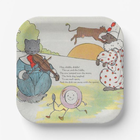 Assiettes En Carton Hey Diddle Diddle The Cat and Fiddle Rhyme (Recto)