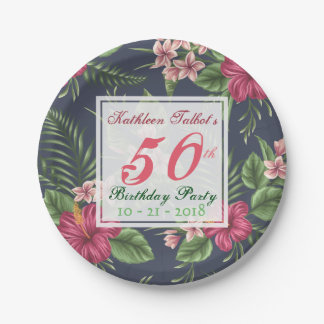 Assiettes En Carton Hibiscus 50e Anniversaire Plaque papier de fête