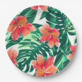 Assiettes En Carton Hibiscus à l'orange tropicale (Devant)