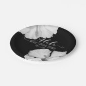 Assiettes En Carton Hibiscus blanc Mariage tropical noir Aloha (Angle)