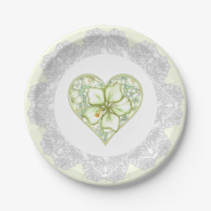 Assiettes En Carton Hibiscus & dentelle BLANC