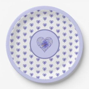 Assiettes En Carton Hibiscus & dentelle BLEU