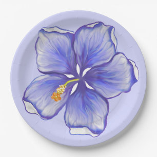 Assiettes En Carton Hibiscus & dentelle BLEU