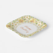 Assiettes En Carton Hibiscus & dentelle JAUNE (Angulaire)
