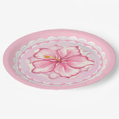 Assiettes En Carton Hibiscus & dentelle PINK (Angle)