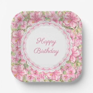 Assiettes En Carton Hibiscus & dentelle PINK