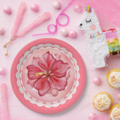 Assiettes En Carton Hibiscus & dentelle RED (Fête)