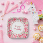 Assiettes En Carton Hibiscus & dentelle RED (Fête)