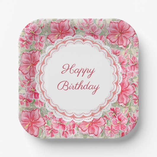 Assiettes En Carton Hibiscus & dentelle RED (Recto)