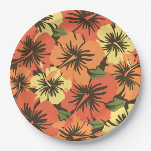 Assiettes En Carton Hibiscus épopé Floral hawaïen