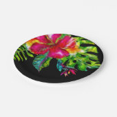Assiettes En Carton Hibiscus floral tropical lumineux Feuille Luau Par (Angle)