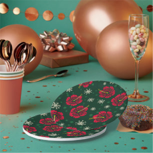 Assiettes En Carton Hibiscus floral tropical Snowflakes Noël  