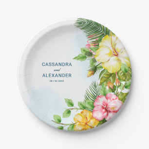 Assiettes En Carton Hibiscus Hawaiian Tropical Floral Mariage