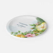Assiettes En Carton Hibiscus Hawaiian Tropical Floral Mariage (Angle)