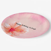 Assiettes En Carton Hibiscus rose (Angle)