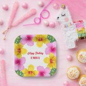 Assiettes En Carton Hibiscus tropical hawaïen fête d'anniversaire (Fête)