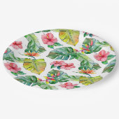 Assiettes En Carton Hibiscus tropical Palm Feuille Hawaiian (Angle)