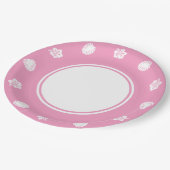 Assiettes En Carton Hibiscus tropicaux en plaque de papier rose pétale (Angle)