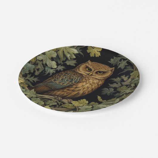 Assiettes En Carton hibou Art nouveau dans la forêt (Angle)