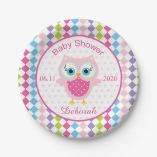 Assiettes En Carton Hibou coloré, plat de baby shower de motif de