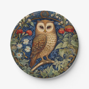 Assiettes En Carton Hibou dans le jardin style William Morris