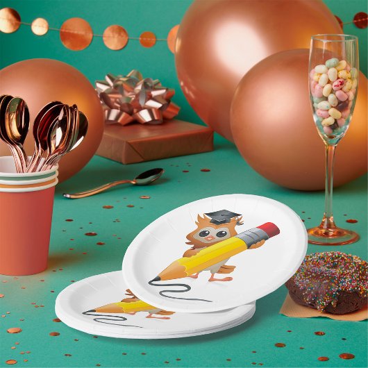 Assiettes En Carton Hibou écrivant