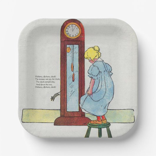 Assiettes En Carton Hickory, Dickory, Dock Mother Goose Nursery Rhyme (Recto)
