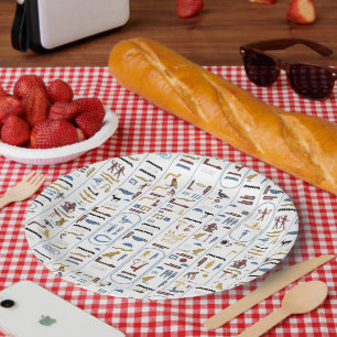 Assiettes En Carton Hiéroglyphes du pharaon antique égyptien