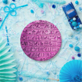 Assiettes En Carton Hiéroglyphes égyptiens antiques violets (Fête)