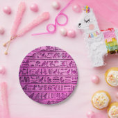 Assiettes En Carton Hiéroglyphes égyptiens antiques violets (Fête)