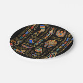 Assiettes En Carton Hiéroglyphes et divinités égyptiens en noir (Angle)