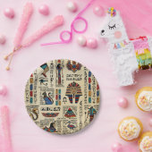 Assiettes En Carton Hiéroglyphes et divinités égyptiens sur papyrus (Fête)