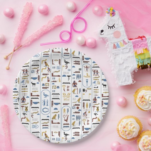 Assiettes En Carton Hiéroglyphes Pharaon d'Egypte ancienne (Fête)
