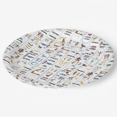 Assiettes En Carton Hiéroglyphes Pharaon d'Egypte ancienne (Angle)