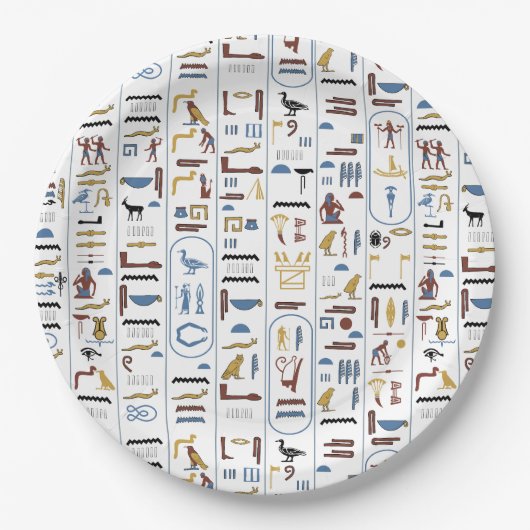 Assiettes En Carton Hiéroglyphes Pharaon d'Egypte ancienne (Devant)