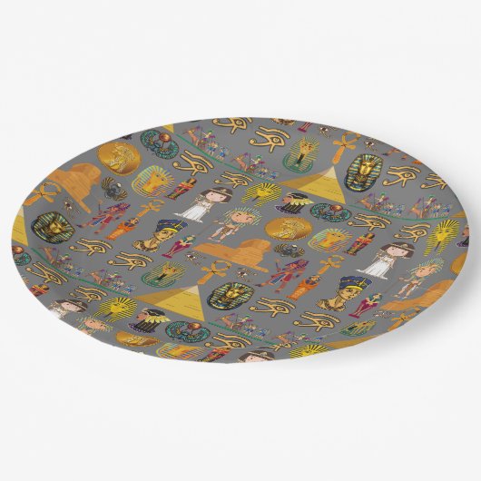 Assiettes En Carton Hiéroglyphique égyptien ancien -Pharaon Motif (Angle)