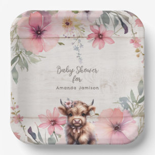 Assiettes En Carton Highland Holy Cow Floral Adorable Baby Girl Douche