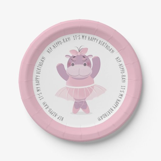 Assiettes En Carton Hip Hippo Ray Hippo Ballerina Plaque papier (Devant)