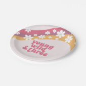 Assiettes En Carton hippie Daisy Young Wild et trois Anniversaire (Angle)