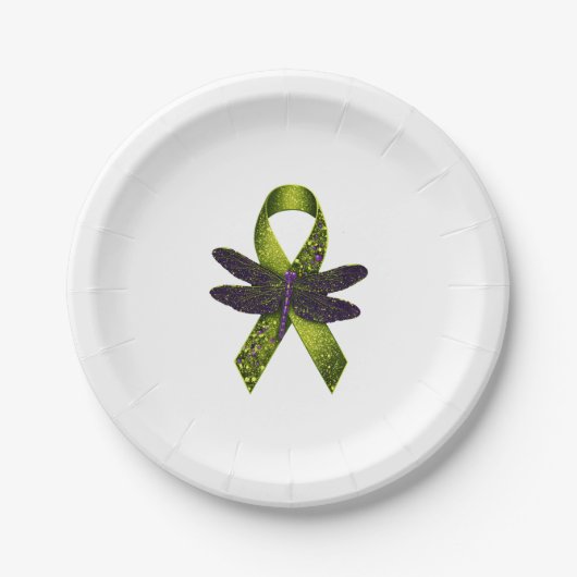 Assiettes En Carton Hippie Dragonfly Green Ribbon Cerebral Palsy Aware (Devant)