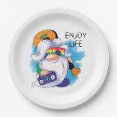 Assiettes En Carton Hippie Gnome : Profitez de la vie (Devant)