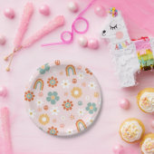 Assiettes En Carton Hippie Rainbow Plaques papier d'anniversaire Super (Fête)