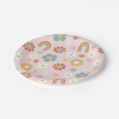 Assiettes En Carton Hippie Rainbow Plaques papier d'anniversaire Super (Angle)