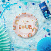 Assiettes En Carton Hippie Rainbow Super 4e anniversaire (Fête)
