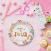 Assiettes En Carton Hippie Rainbow Super 4e anniversaire (Fête)