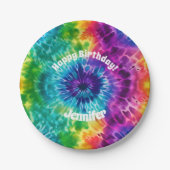 Assiettes En Carton Hippie Tie Dye Anniversaire Plaque Papier (Devant)