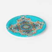 Assiettes En Carton Hippie Tzigane Ethnique turquoise aqua bleu bohème (Angle)