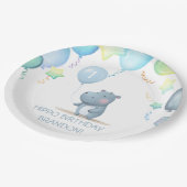 Assiettes En Carton Hippo Anniversaire doux bleu simple plaque papier (Angle)