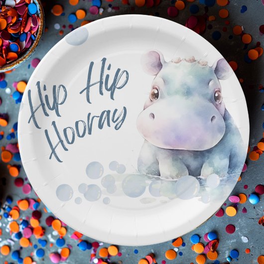 Assiettes En Carton Hippo Baby shower à thème